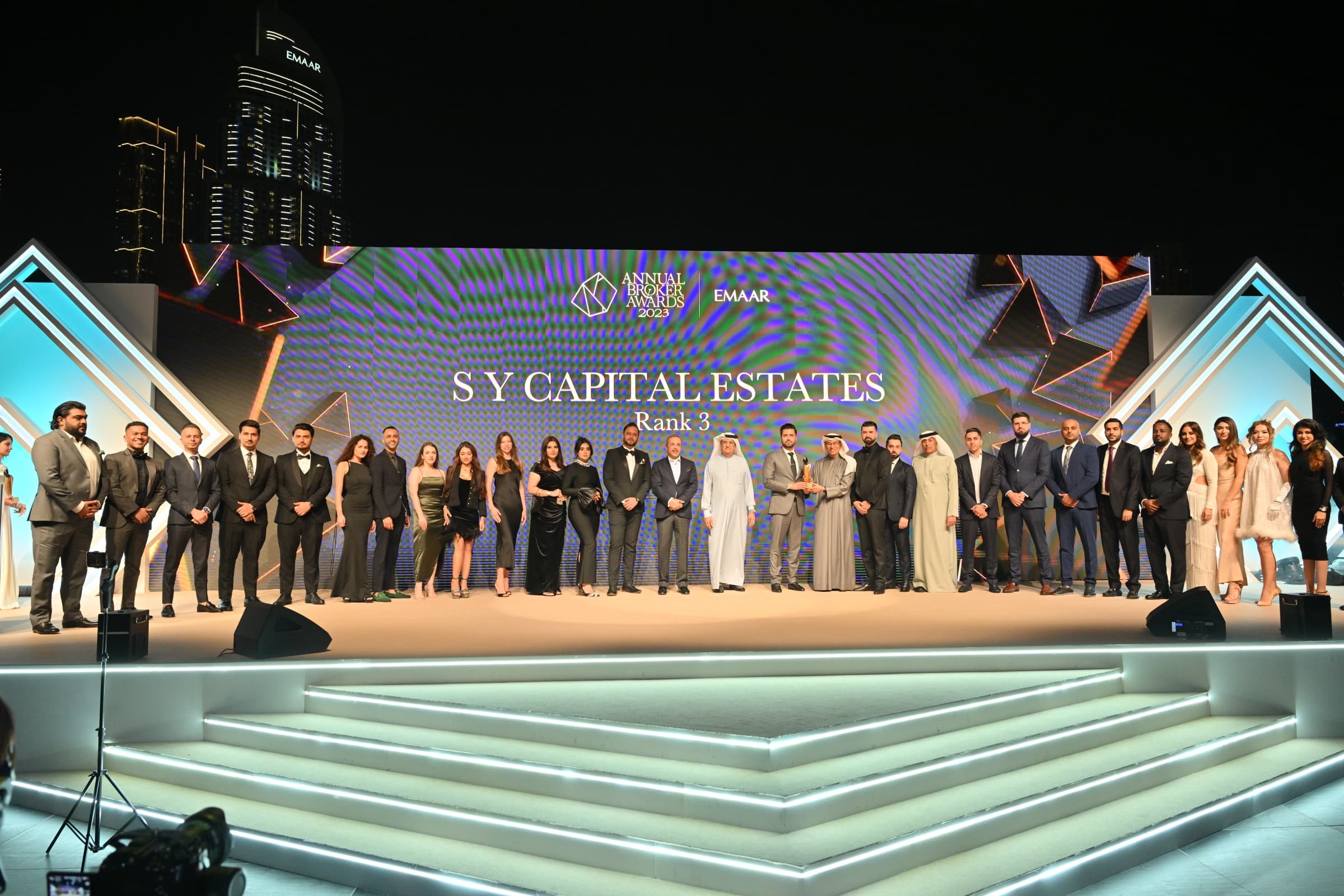 The SY Capital Estates team on stage at the Emaar Annual Property Awards 2020, ranked 3rd